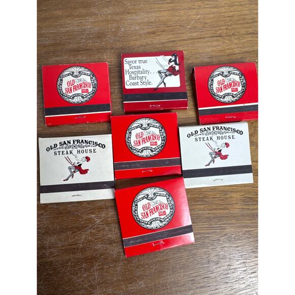 Old San Francisco Steak House Texas Restaurant Matchbook Lot Unstruck 1980s TX - Picture 4 of 10
